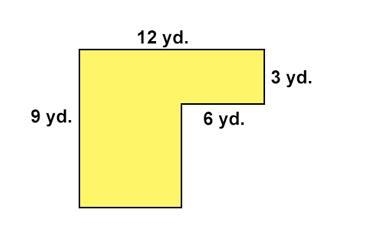 Find the area of the shape. A) 39 square yards B) 56 square yards C) 72 square yards-example-1