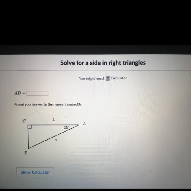 Solve for side in right triangles-example-1