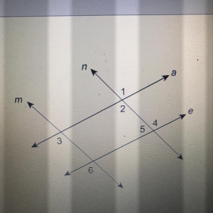 In the figure, a || e, m || n , and m<1 = 108° What is the m<3? Enter your answer-example-1