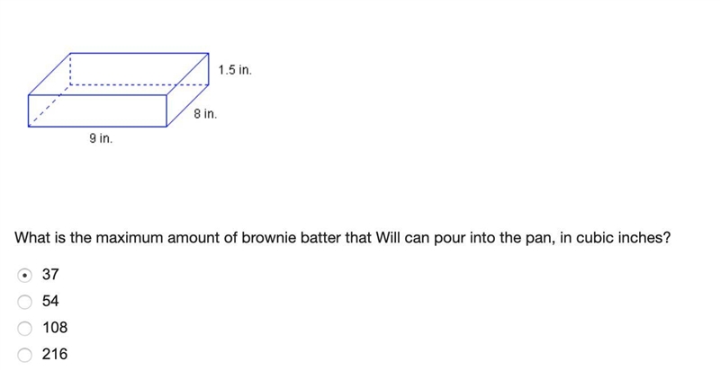 Will wanted to make some brownies using the pan shown below.-example-1