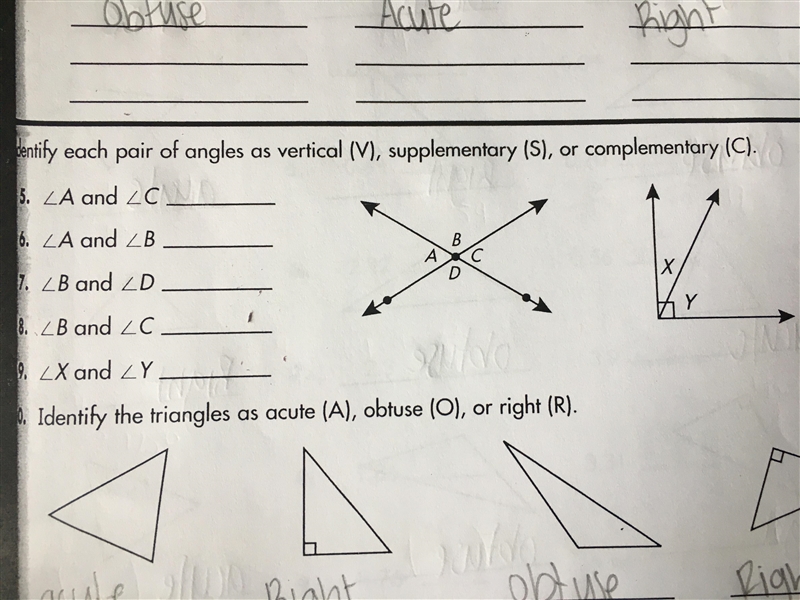 Identify each pair of angles vertical, supplementary, or complementary-example-1