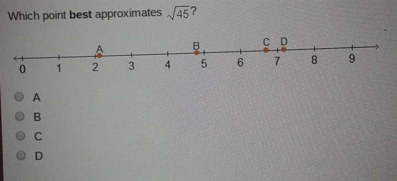 Which point best approximates the 45?​-example-1