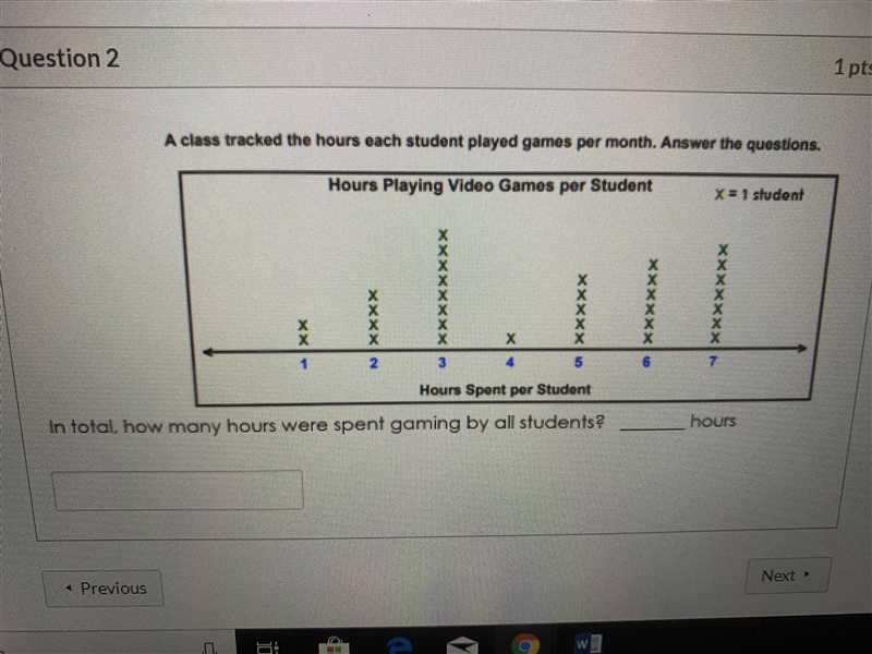 A class Track the hours each student played games per month In total how many hours-example-1