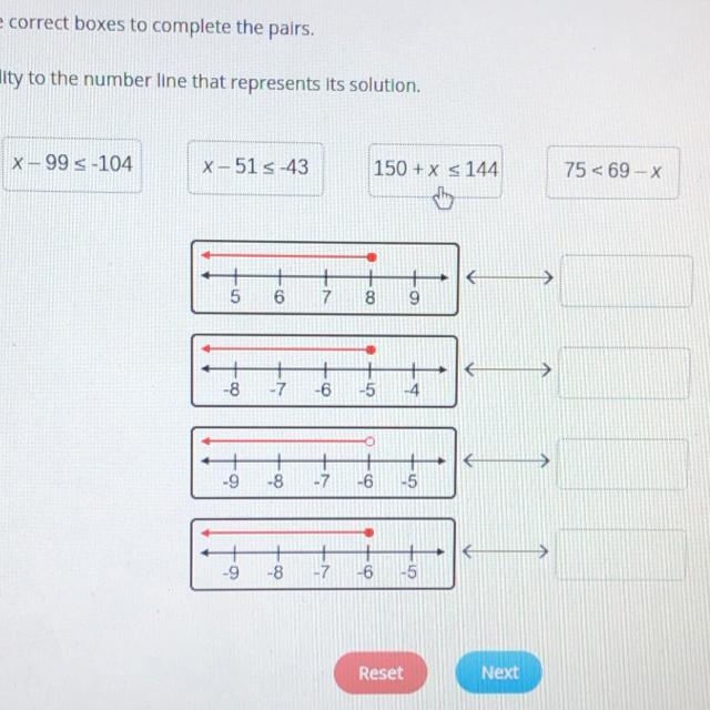 Match each inequality to the number line that represents its solution-example-1