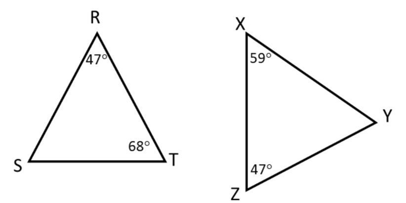 Which of the following is a pair of similar triangles? A) Image A (1st Image) B) Image-example-1