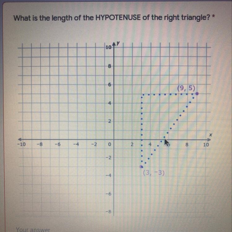 What is the length of the hypotenuse of the right triangle?-example-1