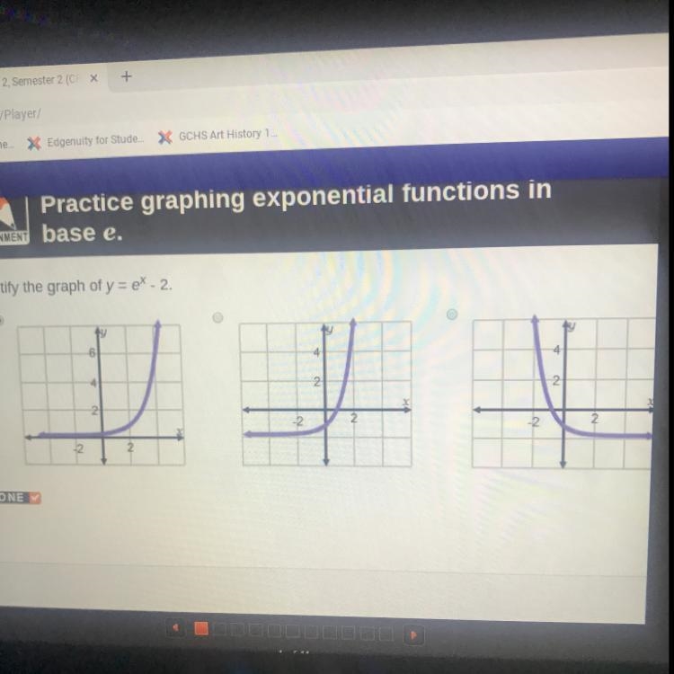 Identify the graph of y=e^x- 2.-example-1