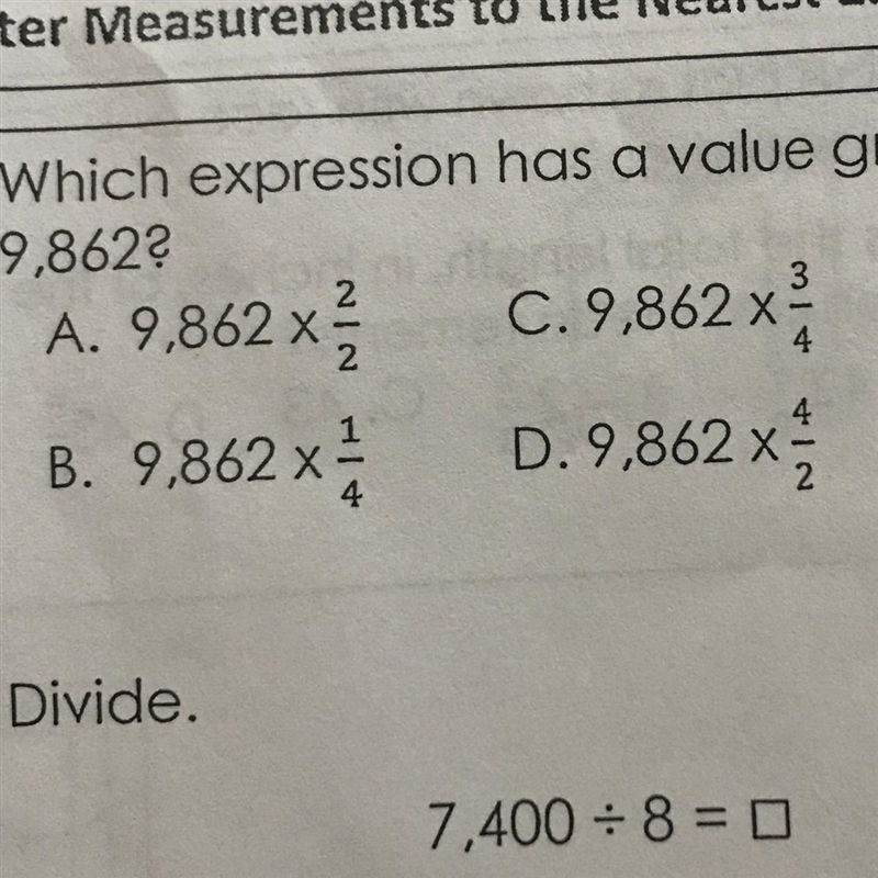 Which expression has a value greater than 9.862?-example-1