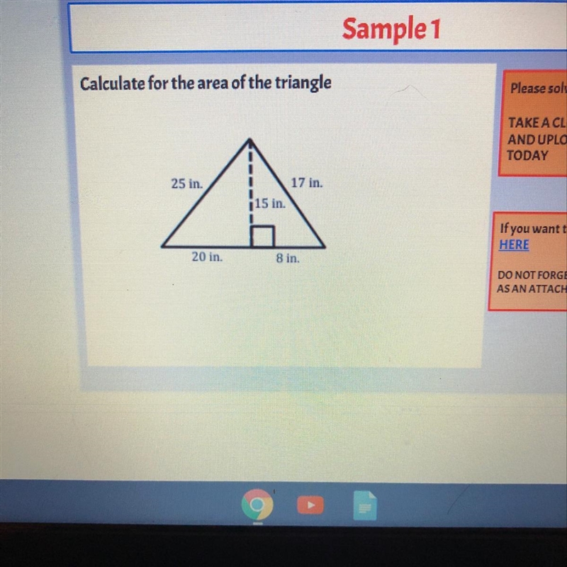 Calculate for the area of the triangle-example-1