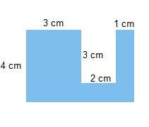 A complex shape made of 3 rectangles. Rectangle 1 measures 4 centimeters by 3 centimeters-example-1