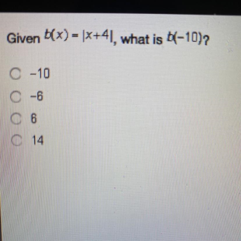 Given b(x) = (x+41, what is 6(-10)? 9-10-example-1