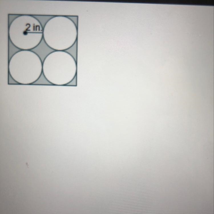 Four circles, each with a radius of 2 inches, are removed from a square. What is the-example-1