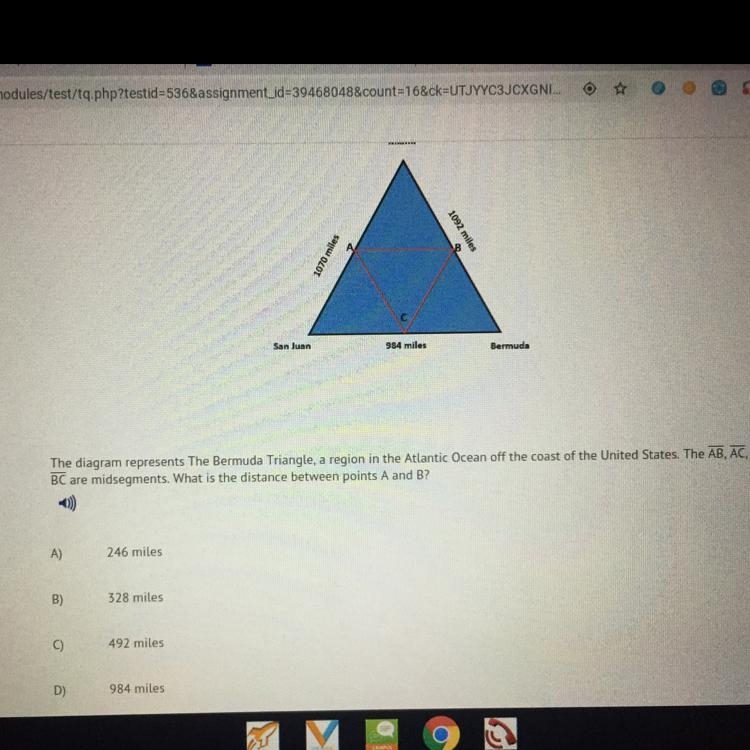 A: 246 miles B: 328 miles C: 492 miles D: 984 miles-example-1