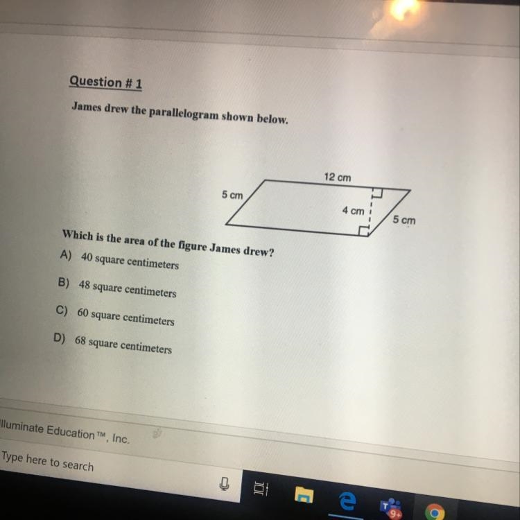 What is the area of the figure James drew-example-1