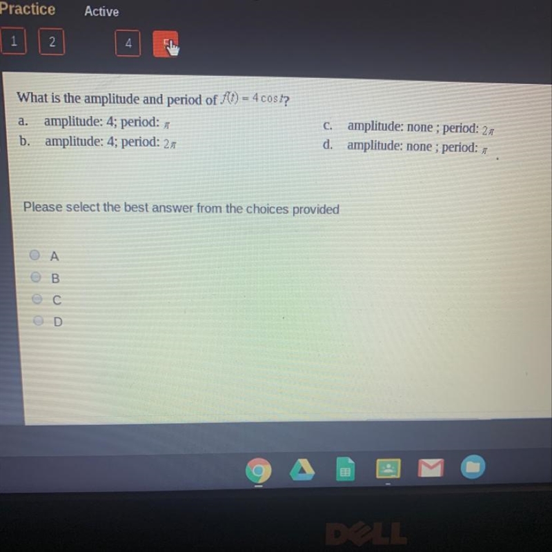 What is the amplitude and period of f(t)=4cos(t)?-example-1