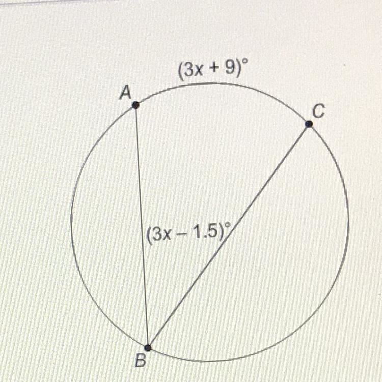 Chords and Arcs: What is the measure of AC? (3x – 1.5) (3x+9)-example-1