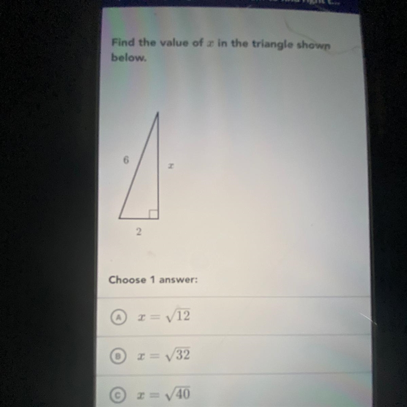 Find the value of x in the triangle shown below. D is x=8-example-1