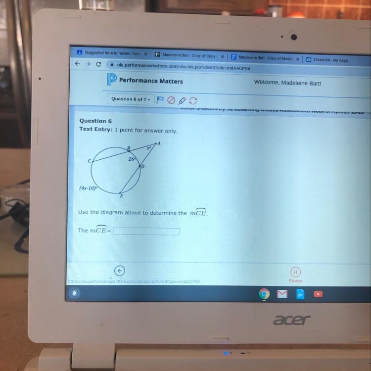 (4x-10) Use the diagram above to determine the mCE The mCE--example-1