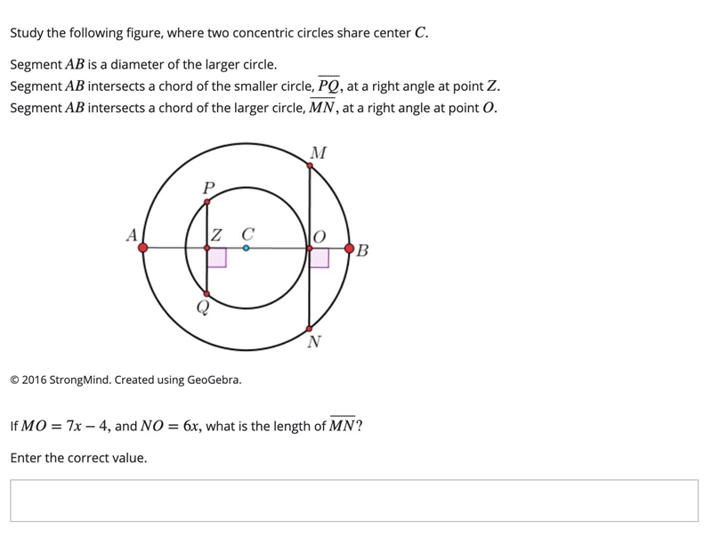 5. Please help. If MO=7x−4, and NO=6x, what is the length of MN⎯⎯⎯⎯⎯⎯⎯⎯⎯? Enter the-example-1