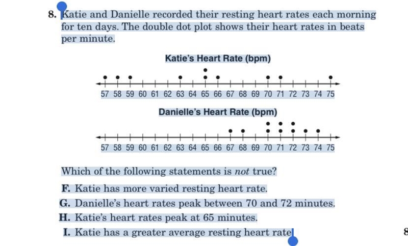 Katie and Danielle recorded their resting heart rates each morning for ten days. The-example-1