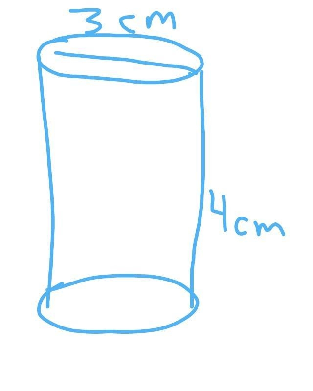 Find the surface area in terms of pl. 3cm 4 cm A. 12π B. 16.5π C. 4.5π D. 22π​-example-1