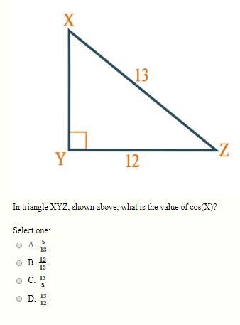 In triangle XYZ, shown above, what is the value of cos(X)?-example-1