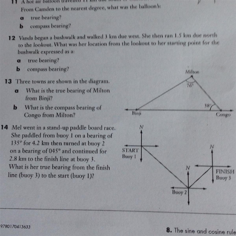 If you're good at bearings pls help meeee with question fourteen and show full working-example-1