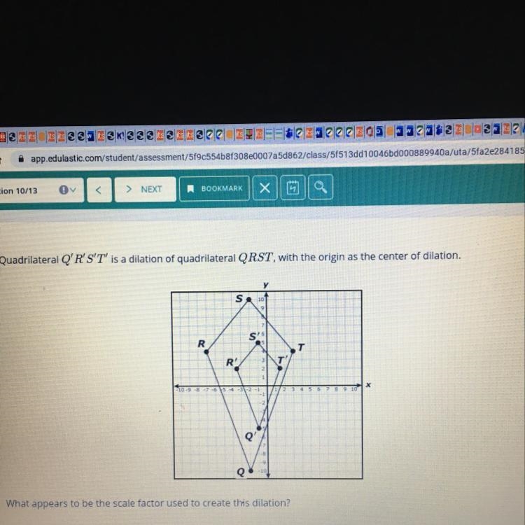 What appears to be the scale factor used to create this dilation? 4 0.5 2 0.25 HELP-example-1