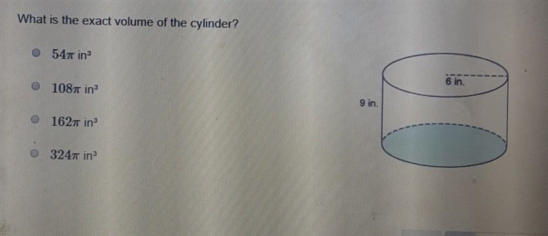 HELP ASAP What is the exact volume of the cylinder!​-example-1