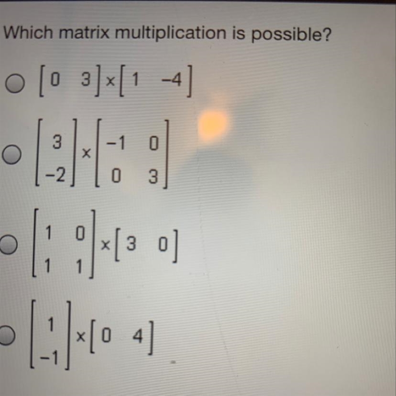 Which matrix multiplication is possible-example-1