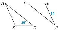 Given: ∆ABC ≅ ∆DEF Find: AB and m∠F-example-1