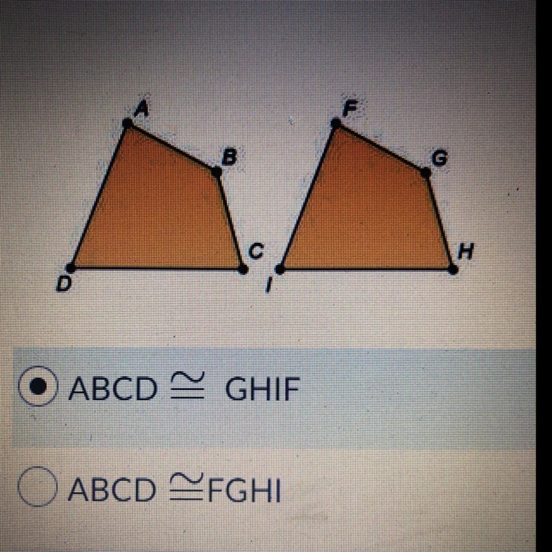 Asap help pls Which is a possible congruence statement for the following figures? ABCD-example-1