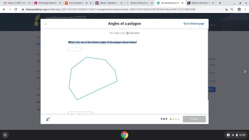 What is the sum of the interior angles of the polygon shown below?-example-1