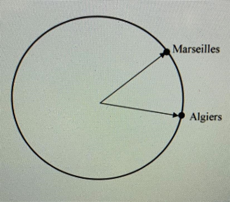 Marseilles and Algiers lie on the same longitudinal line. Algiers is at 37 degrees-example-1