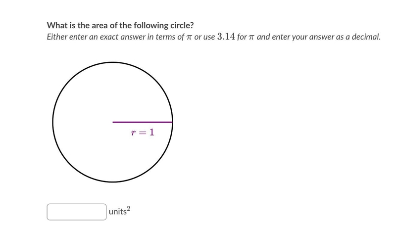 What is the area of the following circle? Either enter an exact answer in terms of-example-1