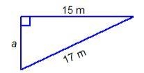 Which equation can be used to find the unknown length, a, in this triangle? a² + 15² = 17² 15² + 17²= a-example-1