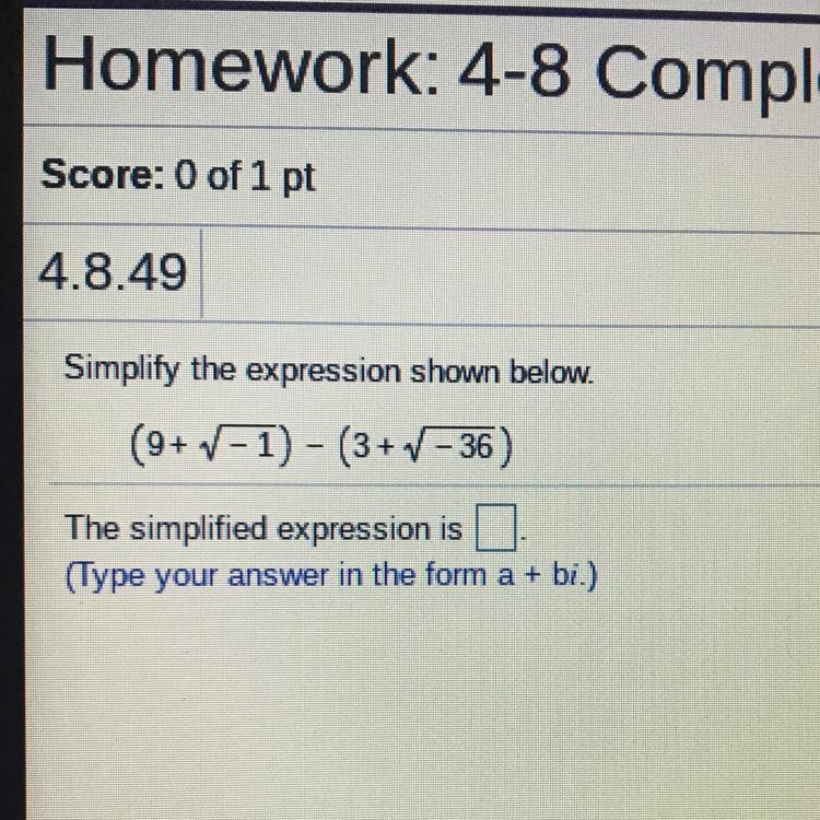 How do i solve this with imaginary numbers? please help it’s due tomorrow-example-1