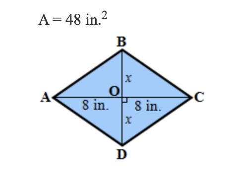 Find the value of x, given the area of the quadrilateral.-example-1