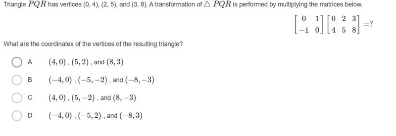 Triangle PQR has vertices (0, 4), (2, 5), and (3, 8).-example-1