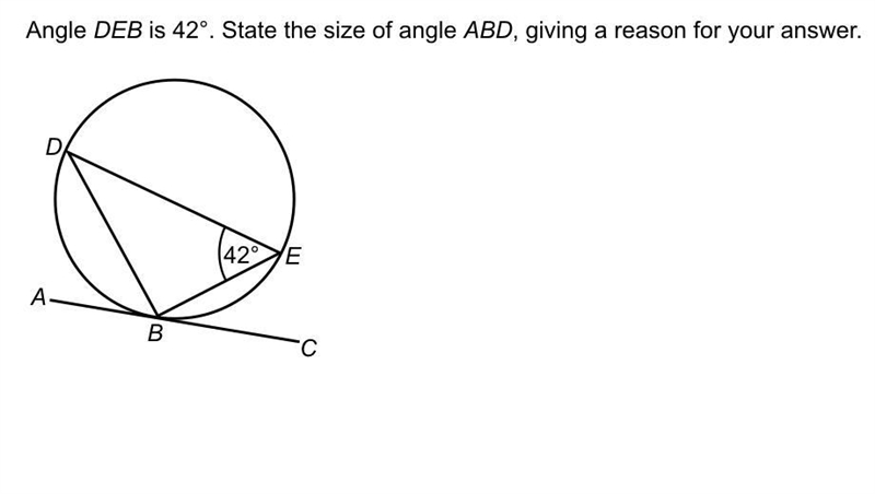 Angle DEB is 42. State the size of angle ABD-example-1