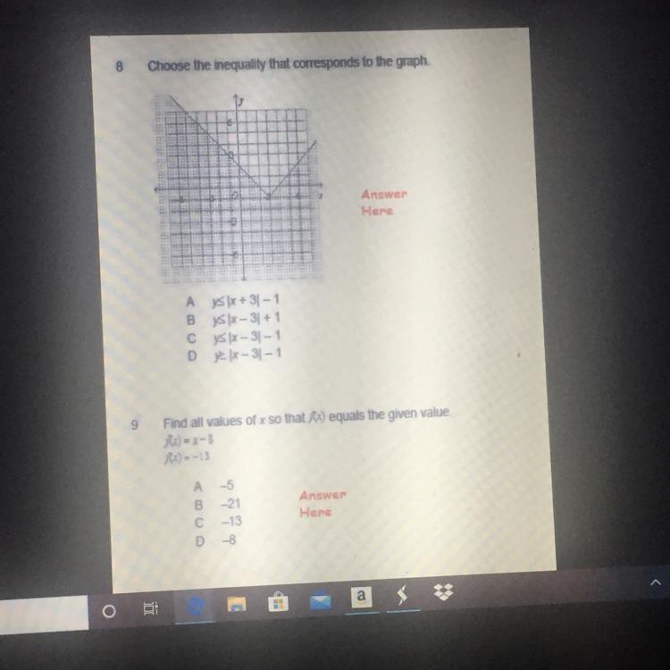 Help please with both of these. #9 says find all values of x so that f(x) equal the-example-1