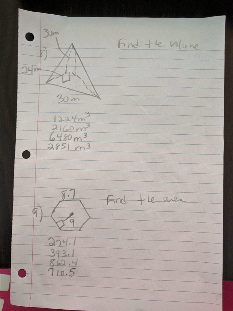 Please help me find the volume of the triangular prism and the area of the hexagon-example-1