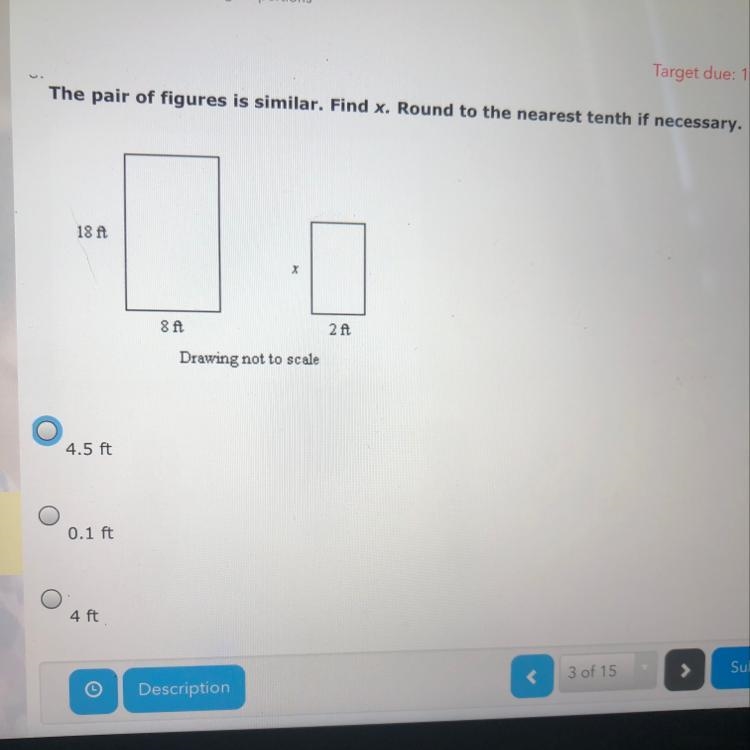 3. The pair of figures is similar. Find x. Round to the nearest tenth if necessary-example-1