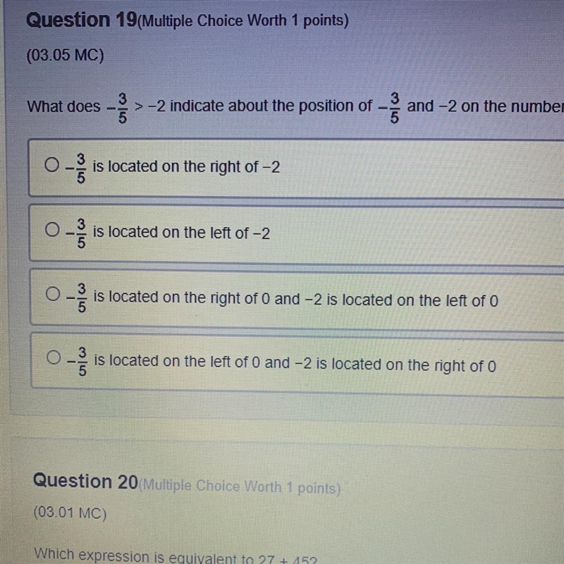 What does -3/5> -2 indicate about the position of -3/5 and -2 in the number line-example-1