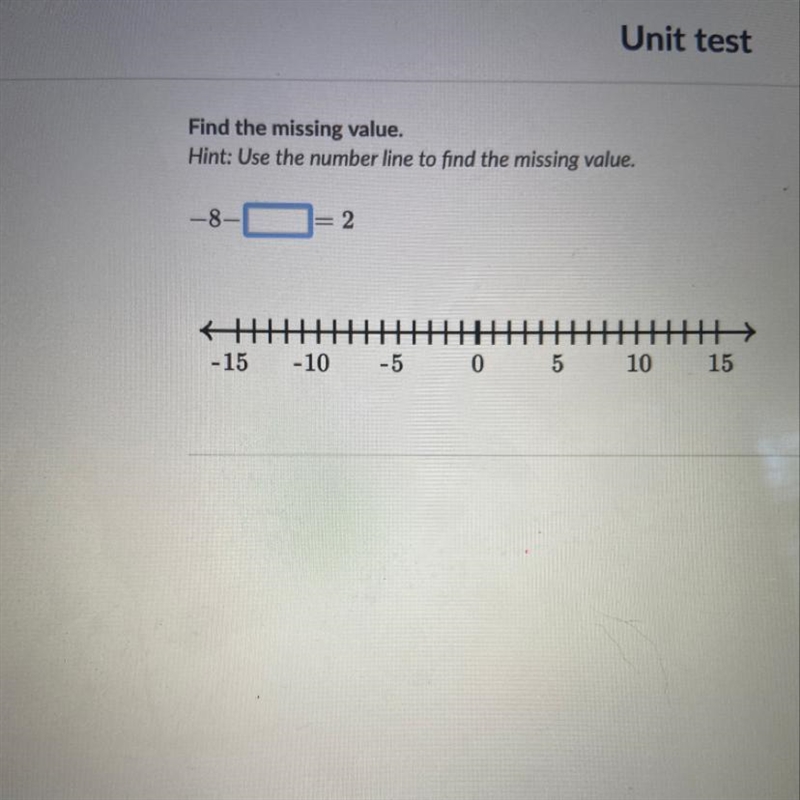 Find the missing value. Hint: Use the number line to find the missing value.-example-1