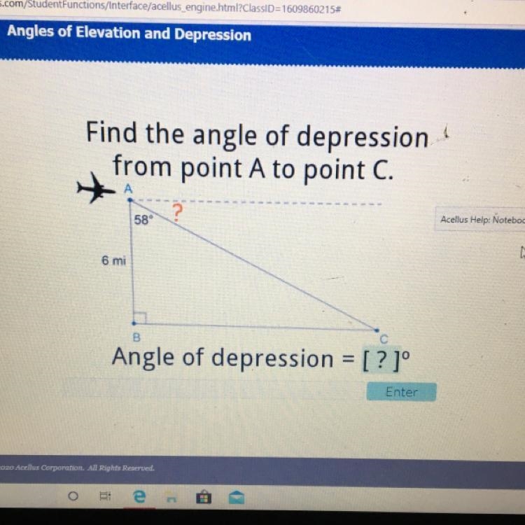 Find the point of depression from point A to point C-example-1