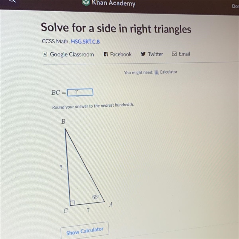 Solve for a side in right triangles help-example-1