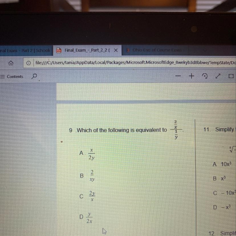 Which of the following is equivalent to 2/x/1/y-example-1