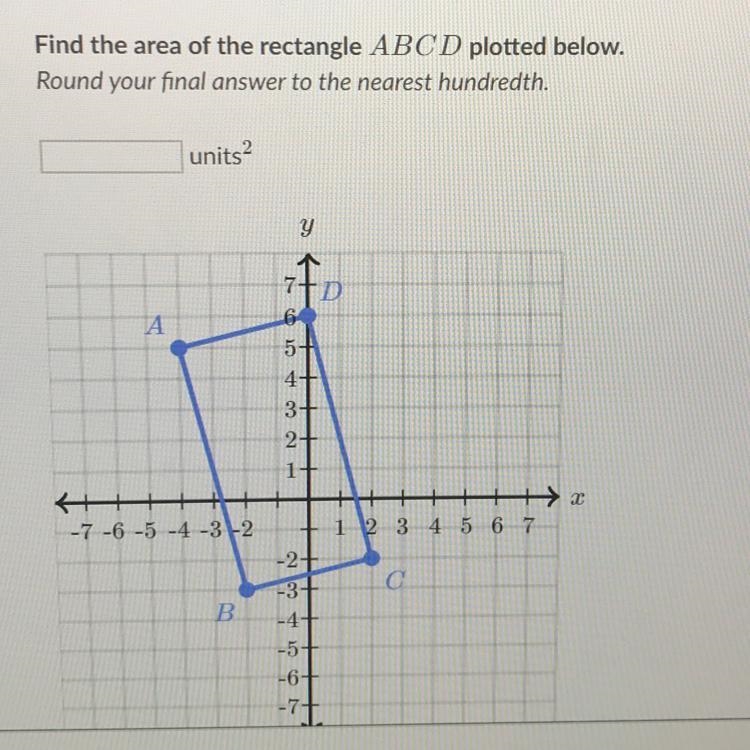 Find the area of the rectangle ABCD plotted below. Round your final answer to the-example-1