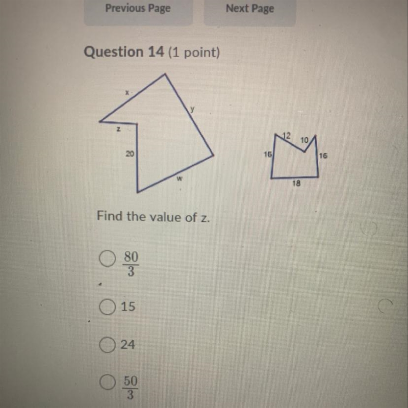 Find the value of z. 80 3 15 24 50 3-example-1